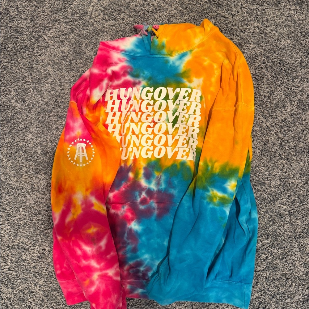 Tie-Dye "Hungover" Graphic Hoodie - Multicolor